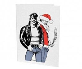 Tom of Finland / Joulupukki ja koppalakkimies -kortti, 2-os. kohopainettu