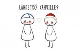 Finnish Nightmares -postikortti - Lähdetkö kahville?