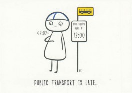 Finnish Nightmares -postikortti - Public transport is late