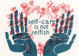 Kissing behind the Barricades -postikortti - Self-care is not Selfish