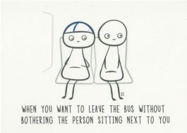 Finnish Nightmares -postikortti - When you want to leave the bus without bothering the person sitting next to you