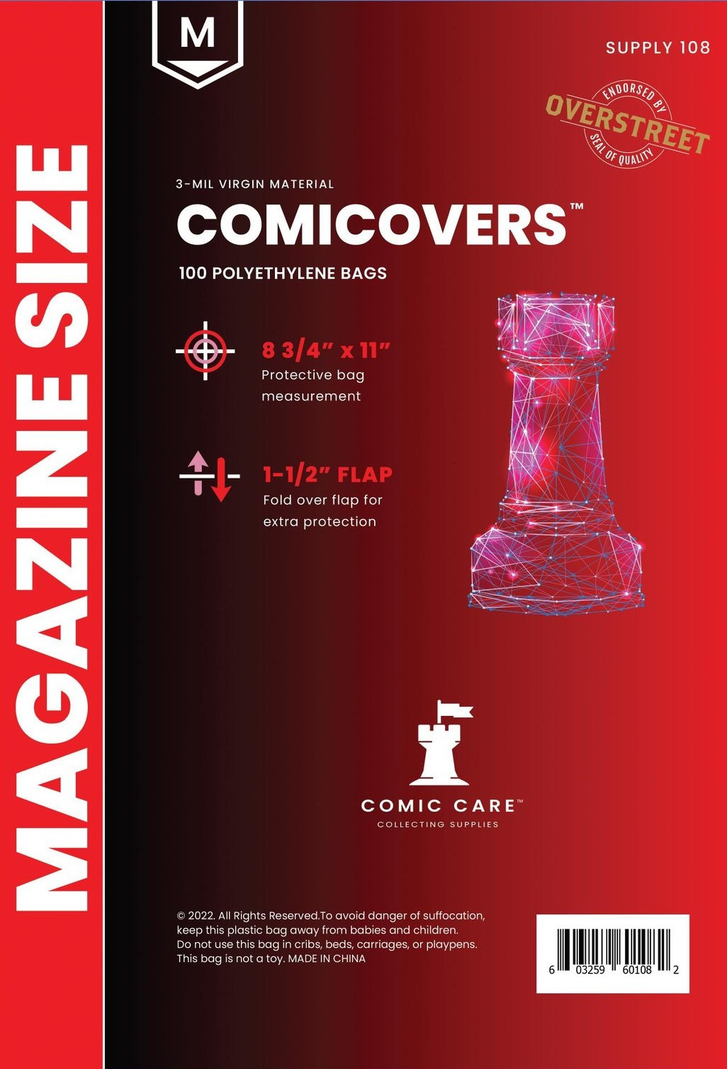 ComiCare Magazine Size Polyethylene Bags (100)