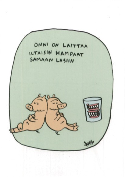 Piggu Possu -kortti - Onni on laittaa iltaisin hampaat samaan lasiin