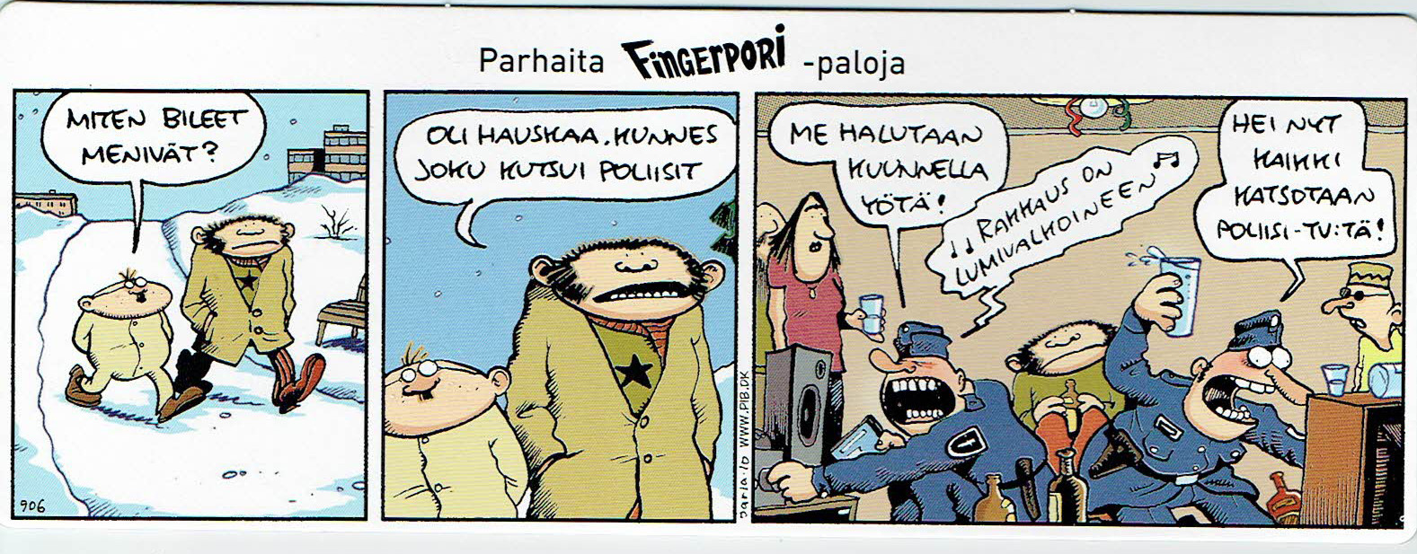 Fingerpori-sarjakuvataulu - Poliisit bileissä