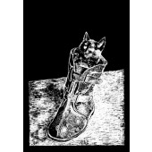 Kissa saappaassa -postikortti