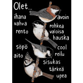 Olet ihana vahva rento... -lintupostikortti