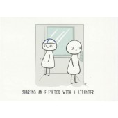 Finnish Nightmares -postikortti - Sharing an elevator with a stranger